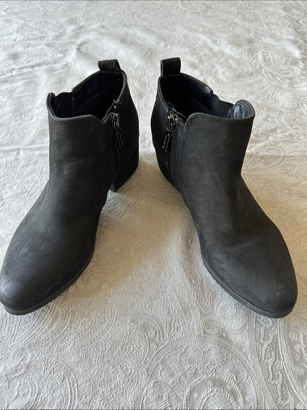 Blondo Black Waterproof Side-Zip Low Block Heel Ankle Boots